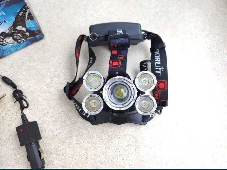 Lanterna de Cap Boruit 5 Led uri Cree Zoom 2 Acumulatori puternica Nou