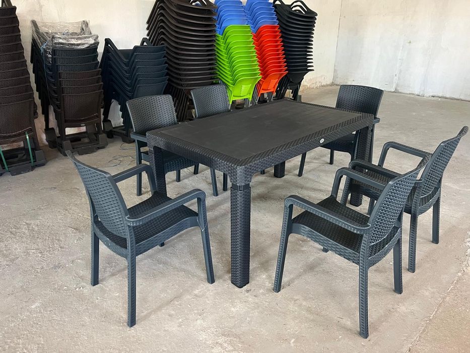 Супер здрав Градински комплект с6 стола и маса 90/150см