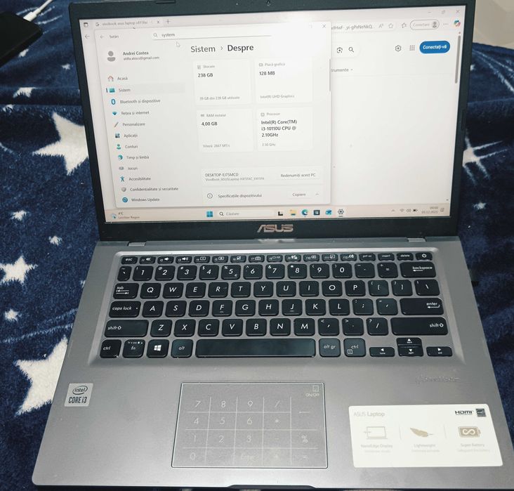 Laptop Asus X415FA-EB037, 14inch, Intel Core i3-10110U, 4GB, 256GB SSD