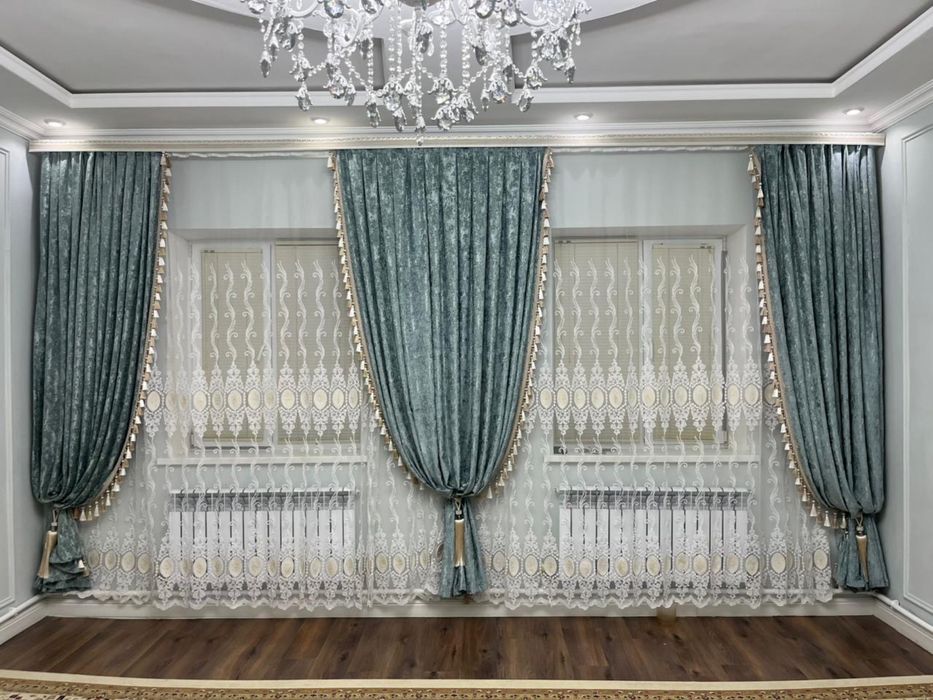 Шторы Бирюзовый цвет Тюль