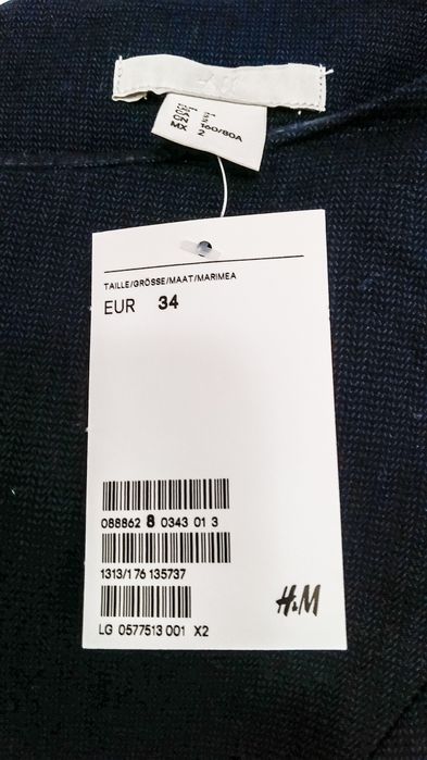 Rochie eleganta midi H&M office/ de ocazie seara bleumarin 34/ XS