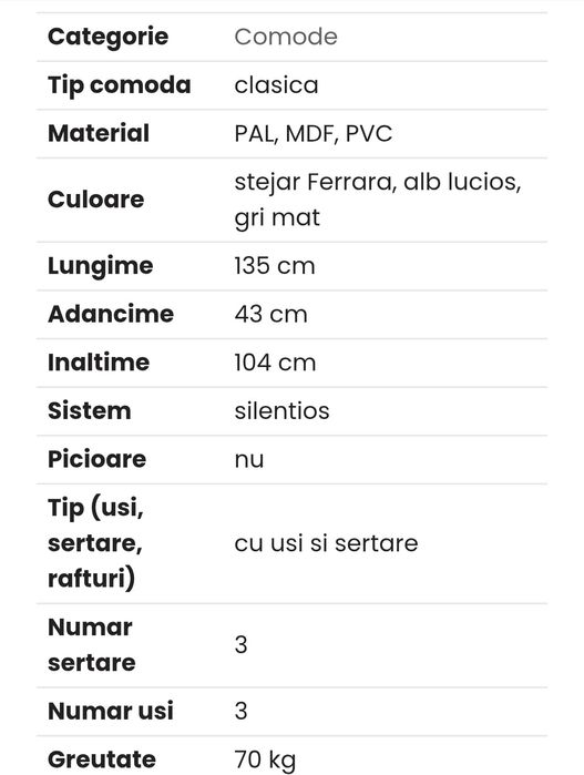 Comodă ROMA stare impecabilă