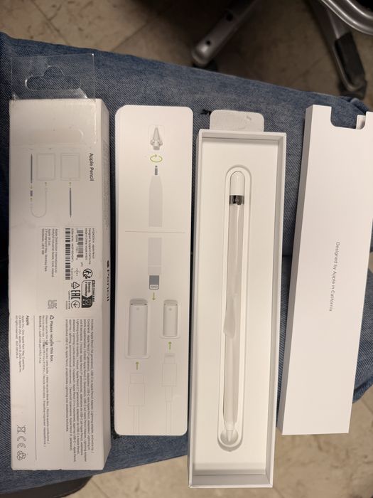 Apple pencil 1 model 2025 cu adaptor usb c si lightning nou original