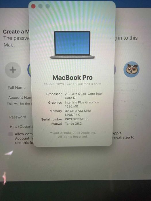 Laptop Apple Macbook Pro 13" 512GB A2251 32GB DDR