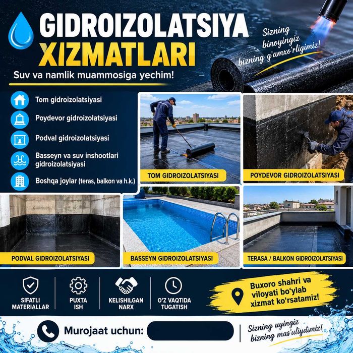Gidroizolatsiya ishlari | Tom, Fundament, Podval
