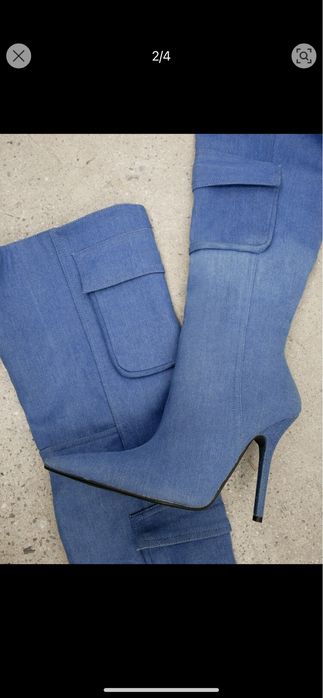 Дънкови ботуши на ток