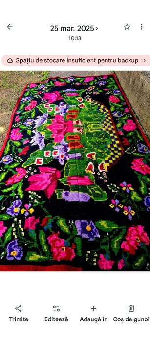 COVOR/LIPIDEU țărănesc tradițional țesut manual din lână naturală cu urzeală de bumbac