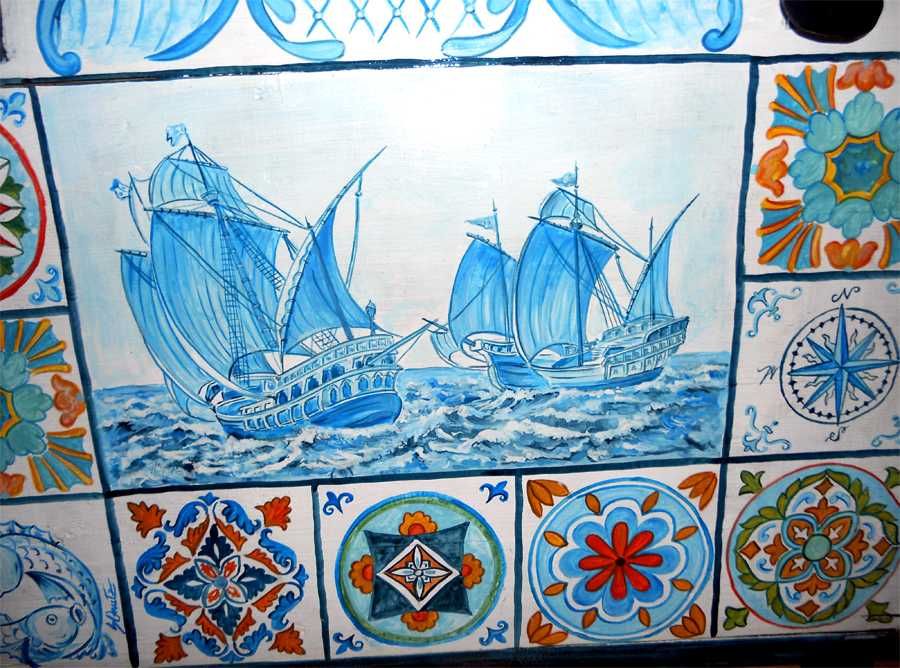 Cufar (lada) pictat manual-Sailer's trunk