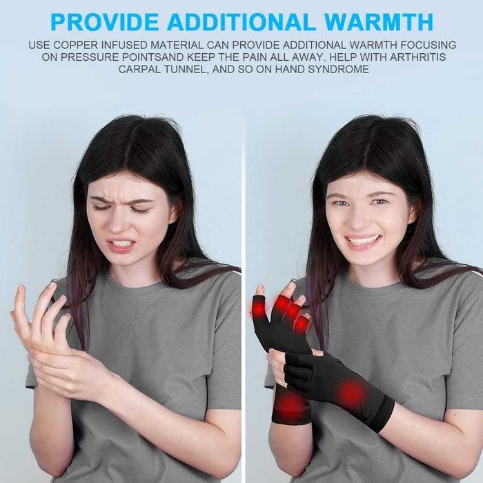 Acwoo Медни компресионни ръкавици за болки при артрит