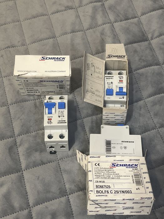 Siguranță diferențială RCBO Schrack Technik BOLF6 C25/1N/003 25A 30mA 6kA – Nouă, în cutie