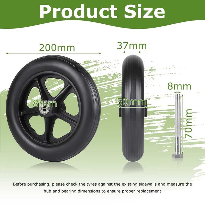 Roti de Înlocuire pentru Rollatoare Solide Roată Față 180mm Set