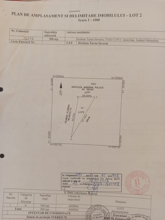 Teren de vânzare DT Severin Schela, 500 mp, 120 euro mp negociabil
