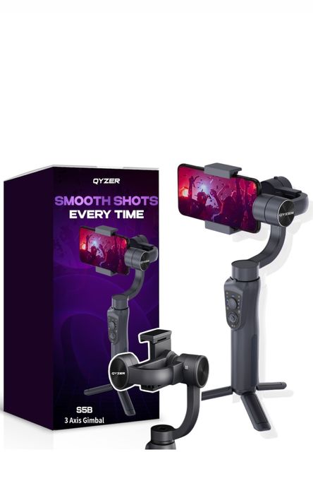 Stabilizator Imagine Telefon, QYZER®, Gimbal Stabilizare 3 Axe Cu Bate