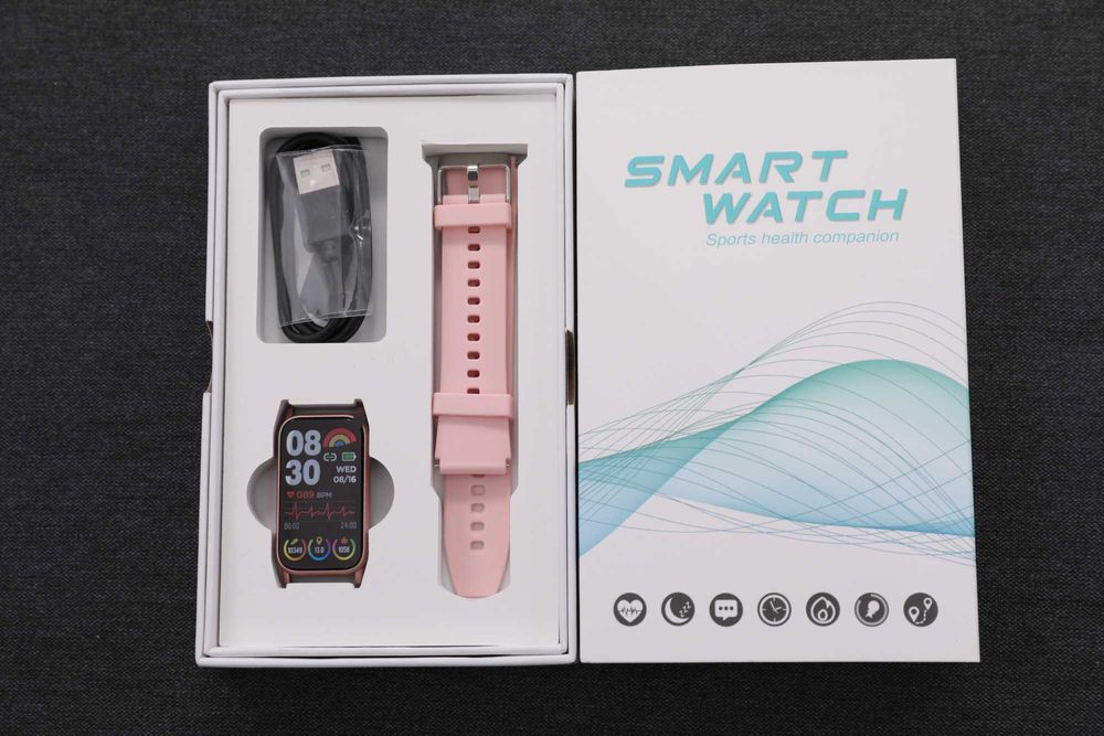 Smart Band TK72 monitorizare glicemie, ritm cardiac, tensiune, IP68, roz, sigilat
