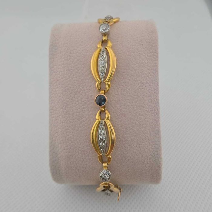 Bratara vintage Aur cu diamante naturale si safire