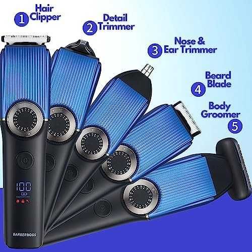 Нов BarberBoss Мъжки Тример 6 в 1 Брада, Коса, Нос, Тяло, LED, USB-C