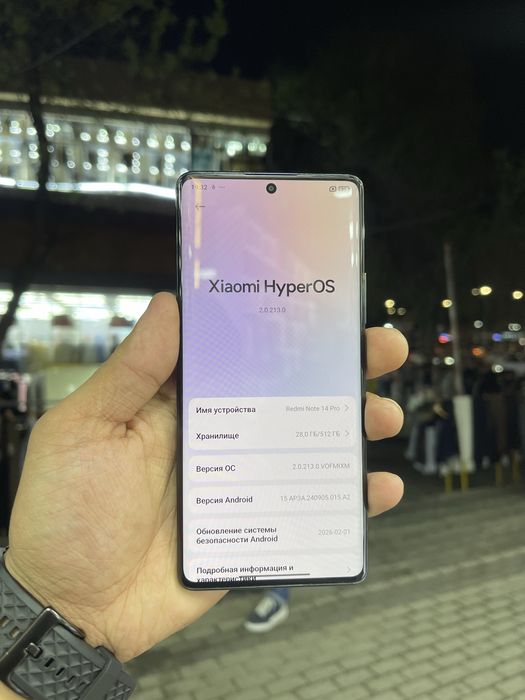 Redmi not 14 pro 512 xotira 12 aperatifka