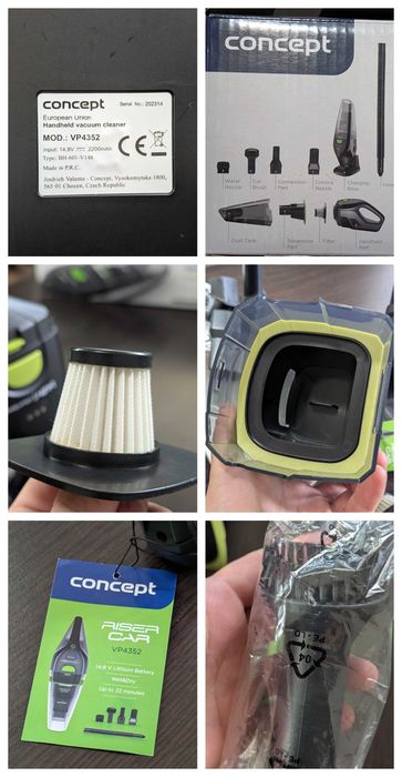 Aspirator de mână Concept VP4352, Wet & Dry, ca nou, 100W, set complet accesorii auto