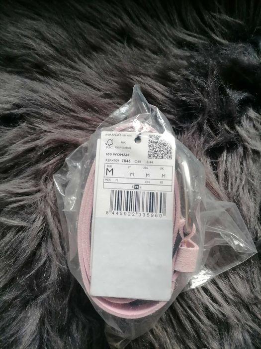 Колан от розов велур от MANGO