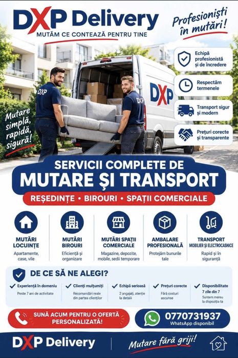 Venim in aiutorul dumneavoastra cu servicii de mutare si transport de cea mai inalta calitate si seriozitate.