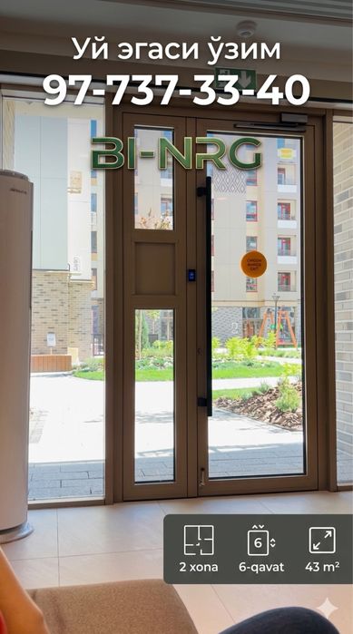 Bi NRG Sado 2 xonali, 6-qavat, 43 kvadrat (kadastri tayyor)