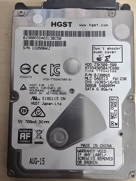 Продам HDD для ноутбука 500Gb