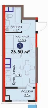 1-комн- 26,5м², метро ЯШНАБАД рядом • Ипотека от 4,5 млн.сум (S)