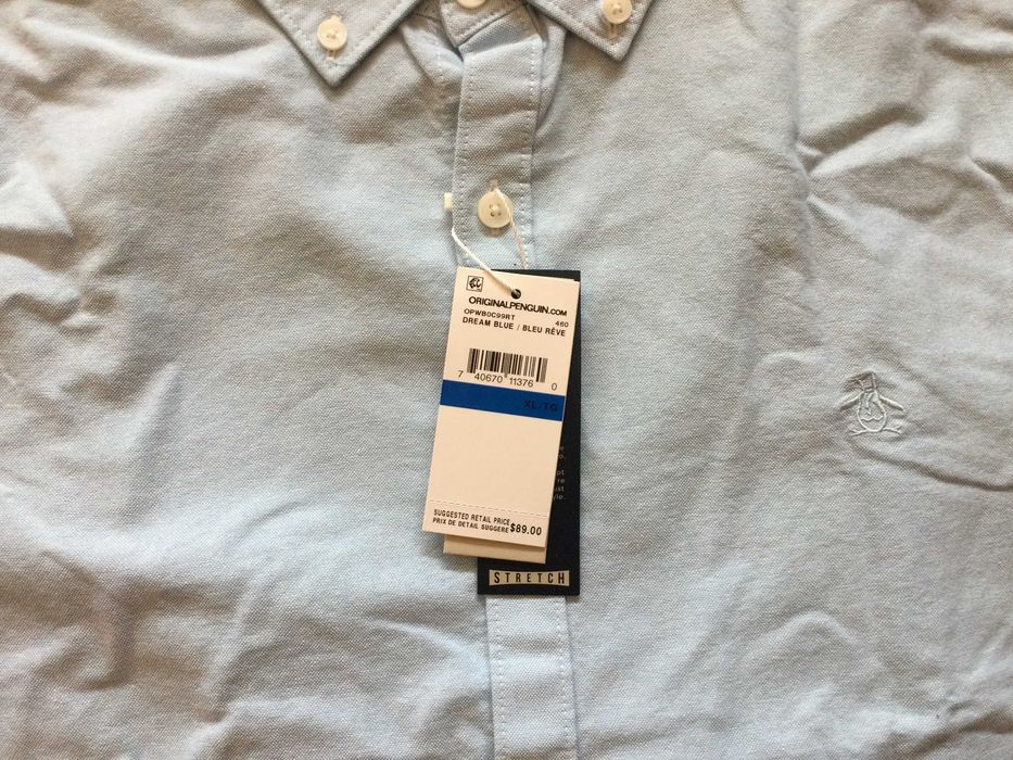 НОВА синя мъжка памучна риза ORIGINAL PENGUIN размер XXL / XL от САЩ