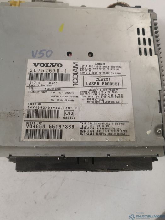 Cd Player Auto Volvo V50 (Mw, 545) [ 2003 - 2012 ] Oem 307525781