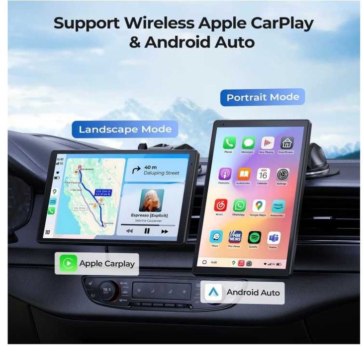KRUNIA Ecran portabil 8" pentru Apple CarPlay si Android Auto