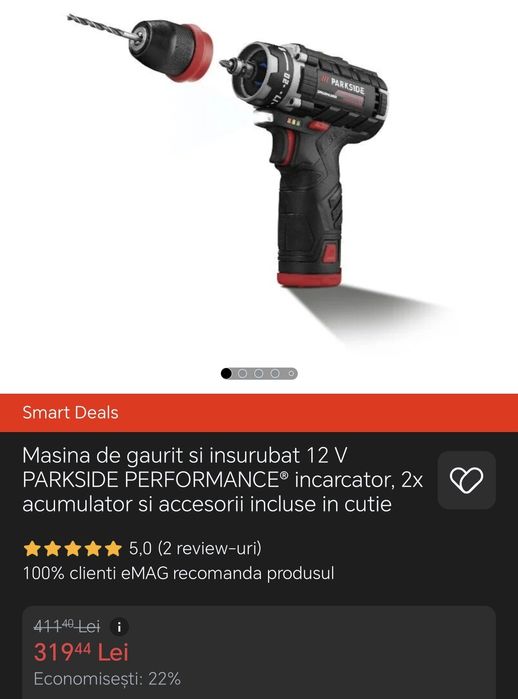 Masina gaurit/insurubat 12 V PARKSIDE PERFORMANCE® incarcator, 2