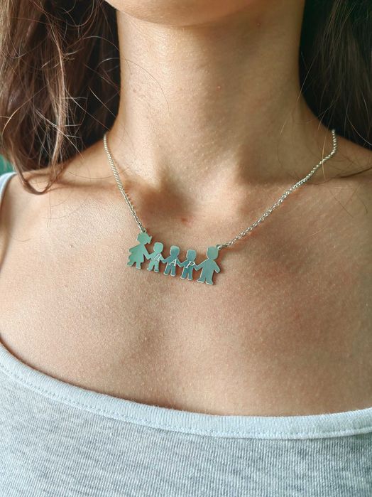 Сребърно колие, семейно колие, колие за подарък, подарък за майка