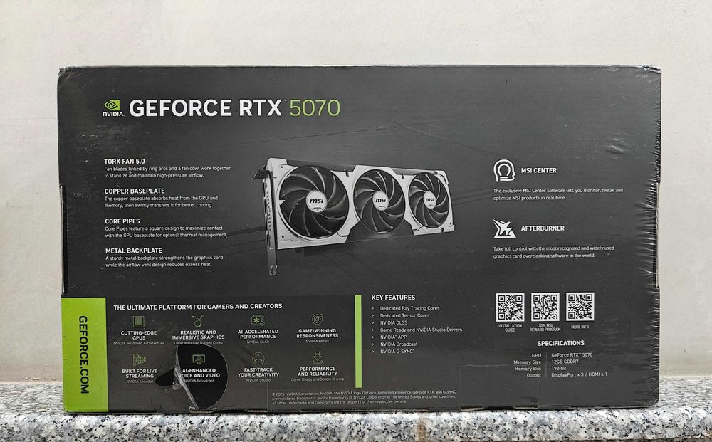 Видеокарта MSI GeForce RTX 5070 Ventus 3X OC 12GB GDDR7 (PCIe 5.0)