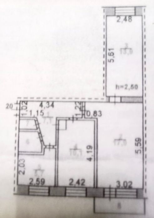 3 комнатная, Комсомольский 13