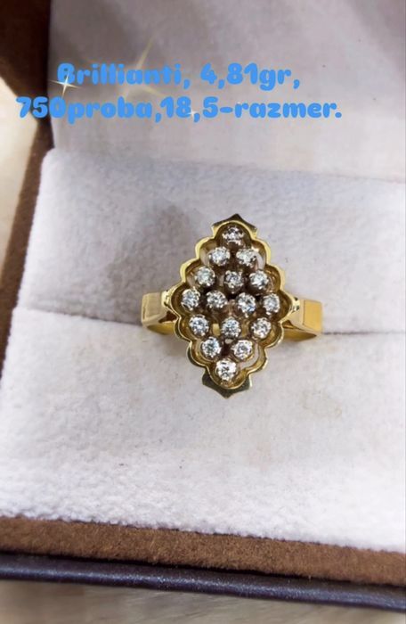 Elegantniy koltso brilliantami, 4,81гр 750proba, 18,5-razmer
