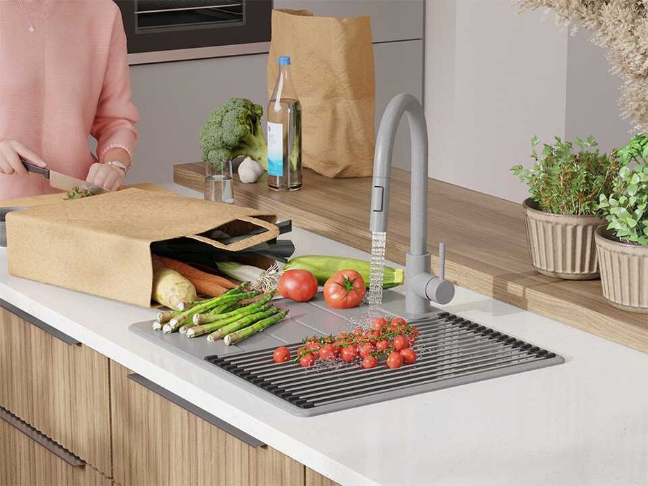 Сива кухненска гранитна мивка Копенхаген 40 Top 550 x 500 мм