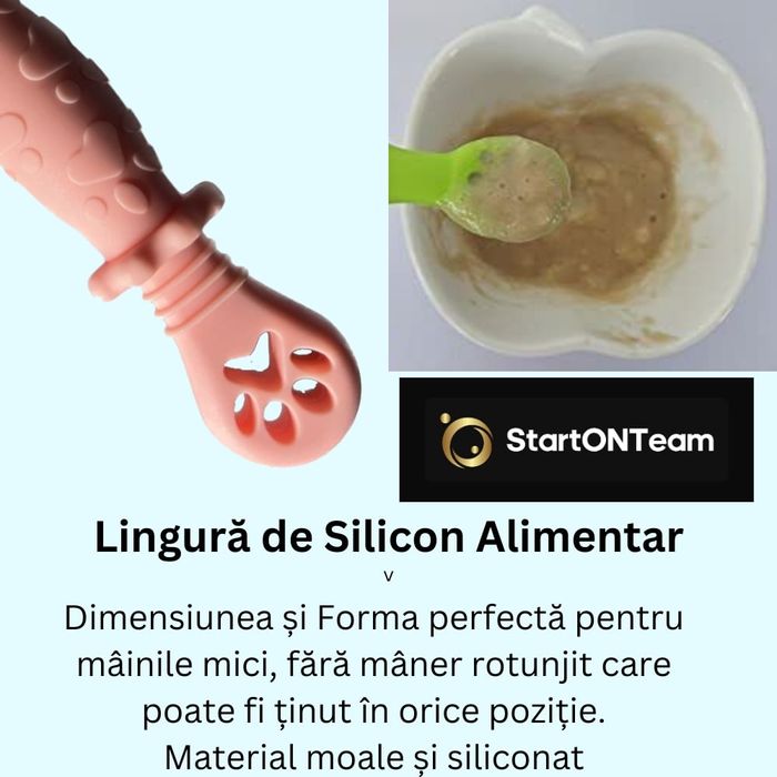 Set 2 Lingurite Bebelusi pentru Hranire Diversificare Turcoaz si Roz