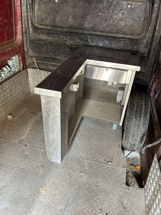 Маса помощна инокс  - ъглова 120/70/50