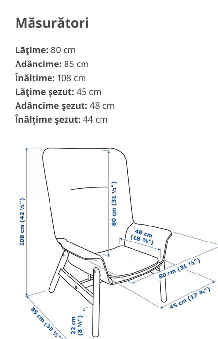 Fotoliu VEBDO Ikea , roz-maro deschis