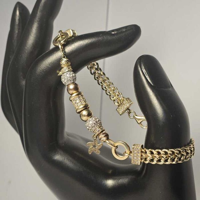 Bratara din aur galben 14K cu diferite accesorii, 8.54Grame