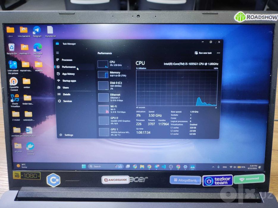 Acer Aspire 3 A315-57G | i5 10-avlod | 12GB RAM | 512GB SSD