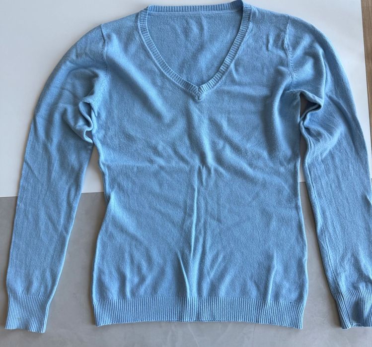 Син пуловер размер S