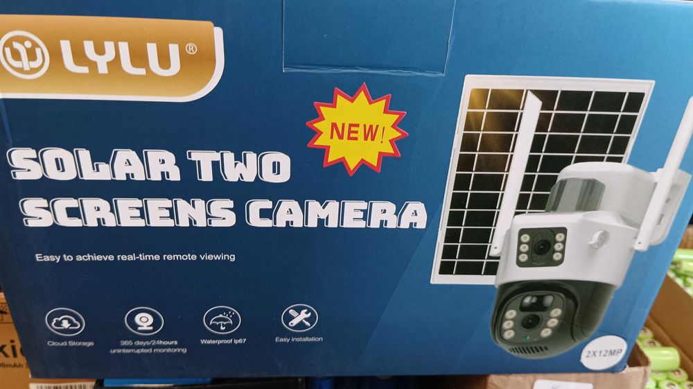 Двойна соларна въртяща камера 4G 2x12MP работи с СИМ SIM карта моб.дан