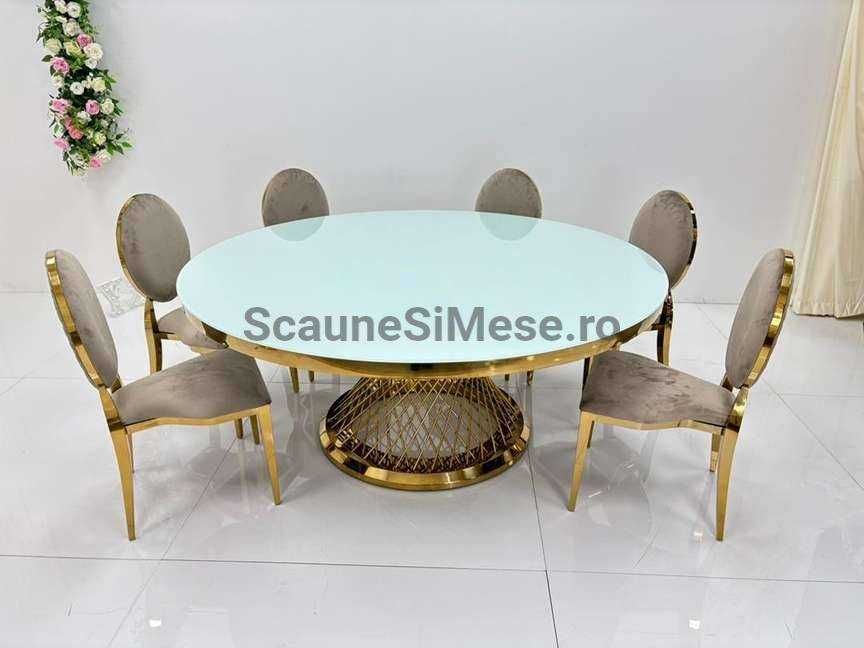 Masa (mese) lux aurie, restaurant, nunta, rotunda, 180cm, 10-12 pers.