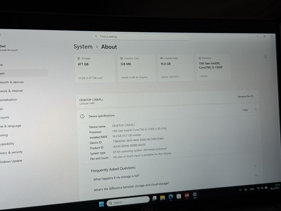 Чисто Нов 14’FHD IPS/i5-1350p/16GB DDR5/Dell Latitude 5440/512GB SSD