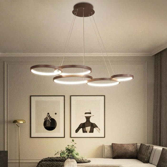 Висяща лампа Модерна LED 88W цвят кафе  лед Димируема с дистанционно