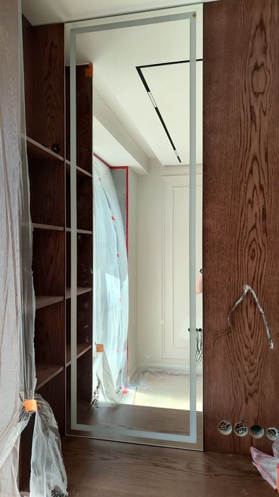 Зеркало с подсветкой пескоструй