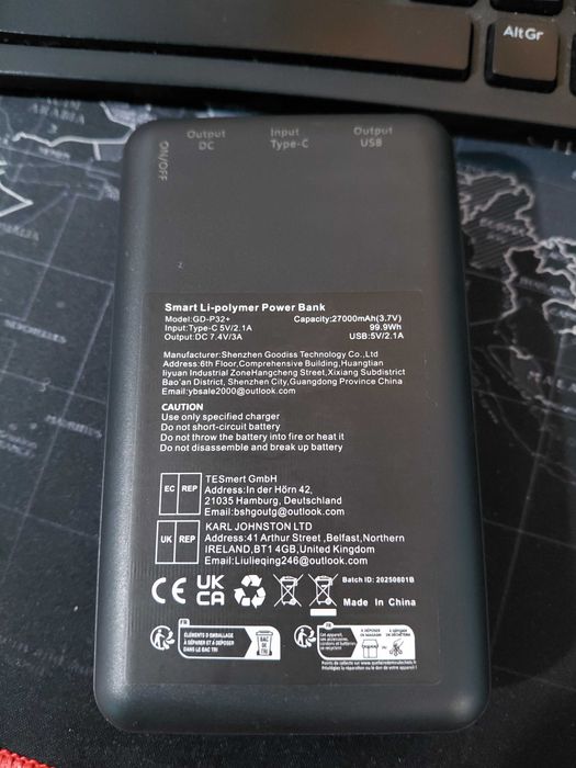 Hanorac încălzit cu power bank 27000mAh 14 zone S – negru, NOU