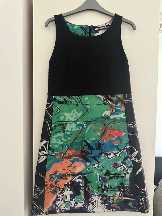Vestido Desigual Negro Multicolor Talla