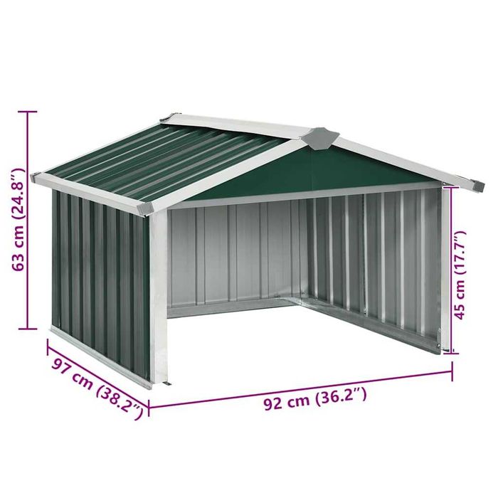 Copertină pentru robot de tuns iarba 92x97x63 cm, verde oțel VidaXL